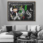 toile d'art impression graffiti pop argent rouge dollars monopoly sans cadre decoration mur chambre