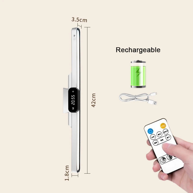 lampe led rechargeable moderne blanc affichage heure télécommande protection yeux minimaliste