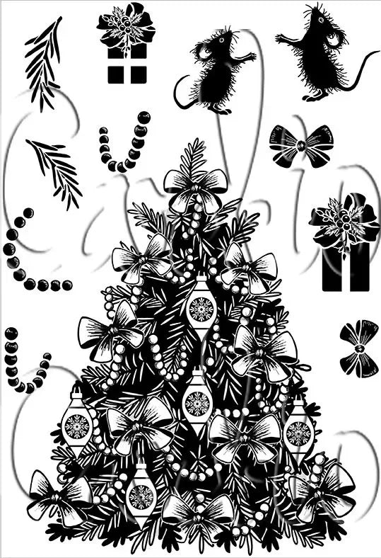 pochoirs noël dessin main noir blanc scrapbooking gaufrage decoration artisanale festive tampon papier carton