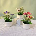 plantes artificielles fleurs feuilles moderne blanc rose violet jaune bleu pot décoration intérieureextérieur