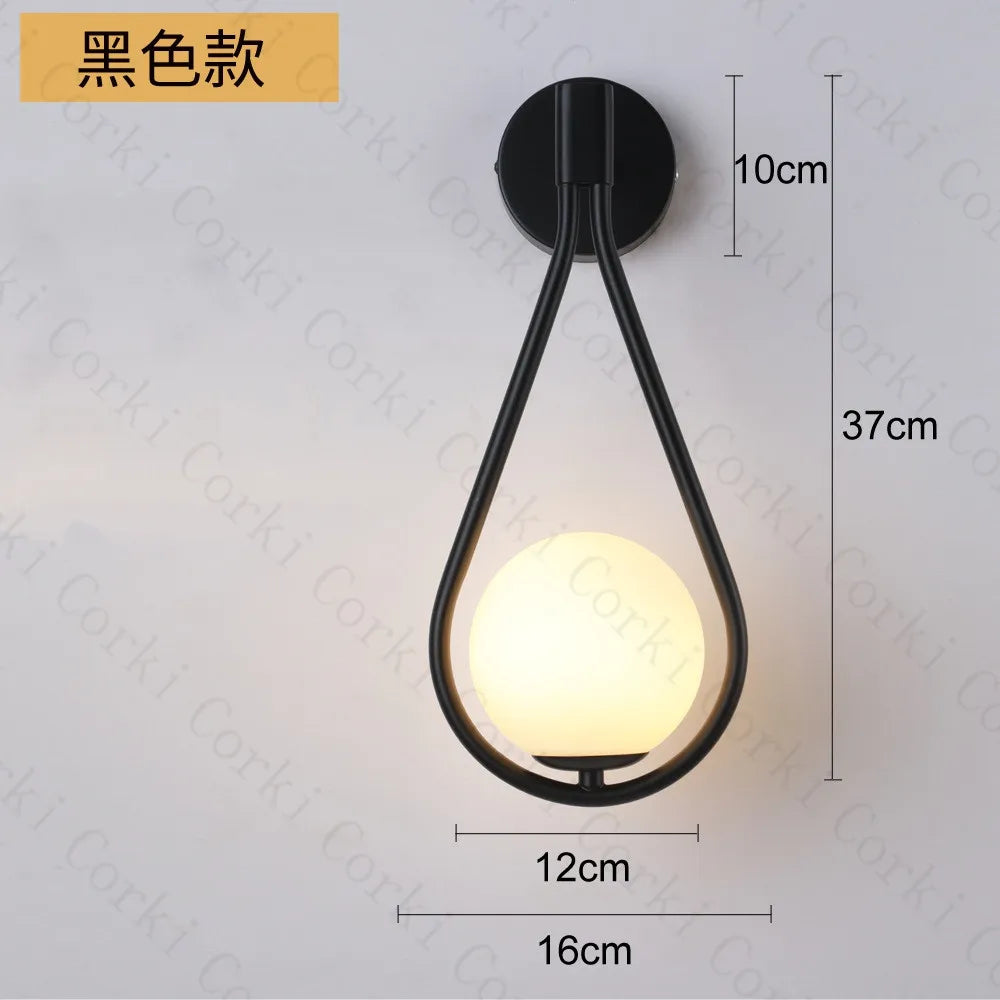 lampe murale moderne or noir goutte verre métal chambre entrée 249lm 90260v