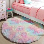 tapis rond peluche multicolore doux moderne chambre enfant 100cm 120cm 140cm 160cm pastel