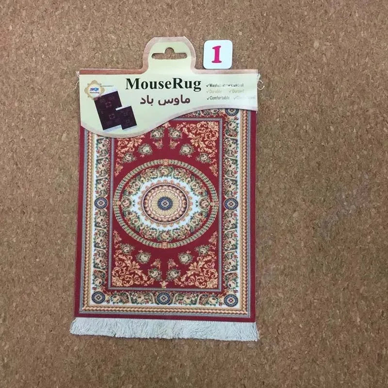 tapis souris non glissant ornements floraux rouge bleu beige dense traditionnel