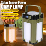lampe solaire portable camping vert olive modes éclairage led recharge usb