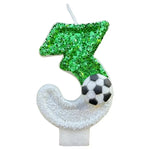 bougies anniversaire forme chiffres vert paillette ballon football clips décoratives thème sportifs numérotation enfants
