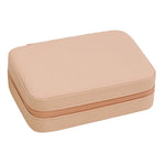 boîte bijoux simili cuir moderne fermeture glissière 16cm 11cm 5cm beige bleu rose