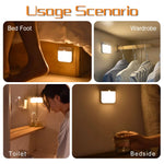 lampe nuit capteur mouvement rechargeable usb type blanc moderne aimantée flux lumineux faible certification