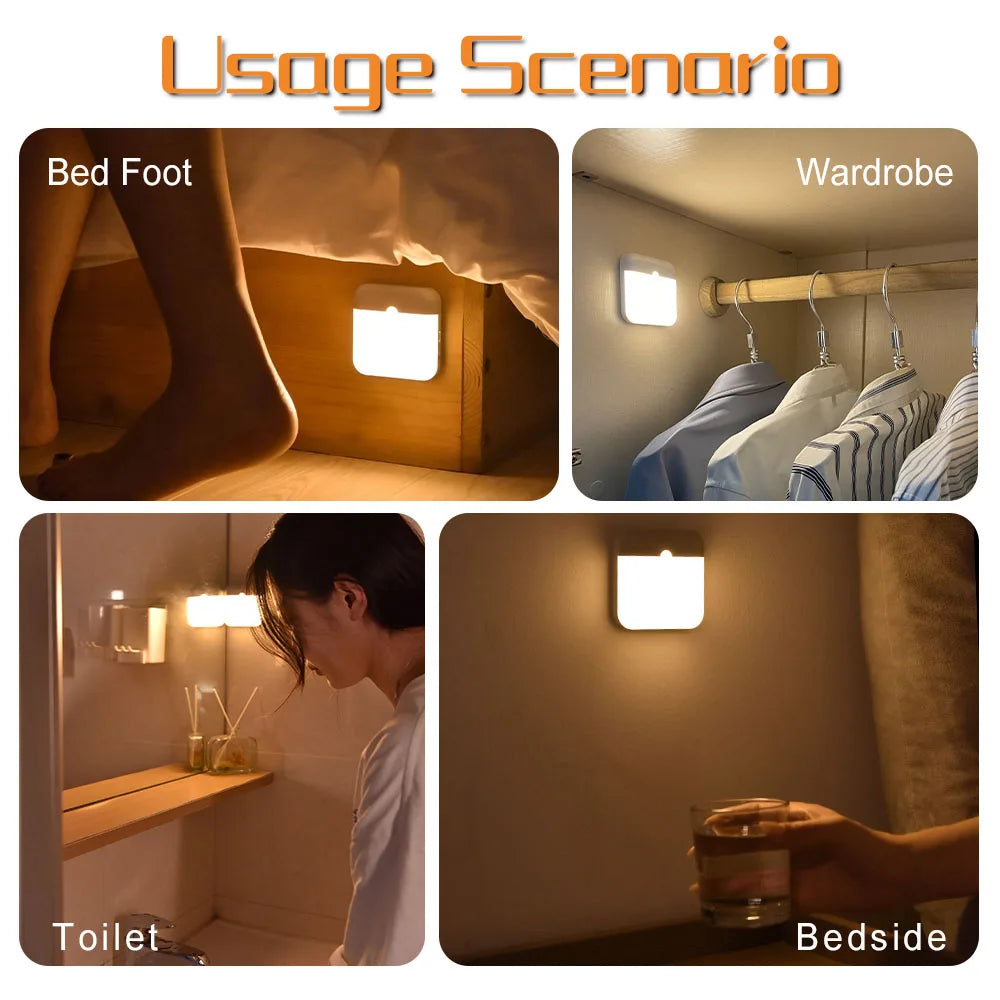 lampe nuit capteur mouvement rechargeable usb type blanc moderne aimantée flux lumineux faible certification