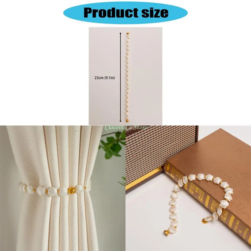 bracelet magnétique coquillage blanc doré élégant chic bohème fixations aimants robustes decoration interieur