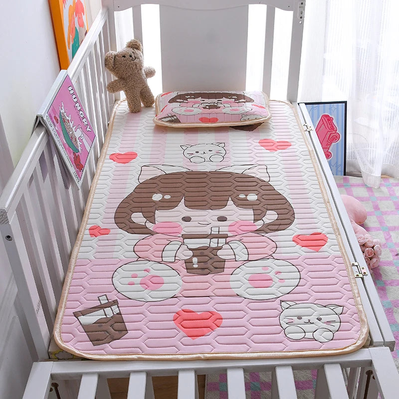 tapis sol enfant dessins animés bleu vert rose opacité cartoon antiacariens