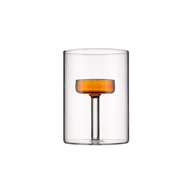 bougeoir moderne verre transparent orange pied simple décoration intérieure bougie