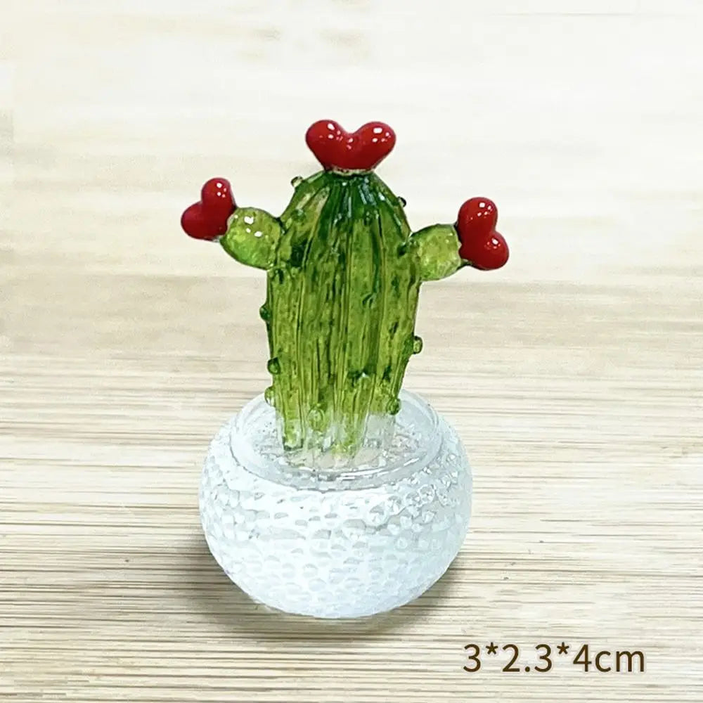 miniature cactus résine verte jaune rouge artisanale transparente décoration extérieure succulente