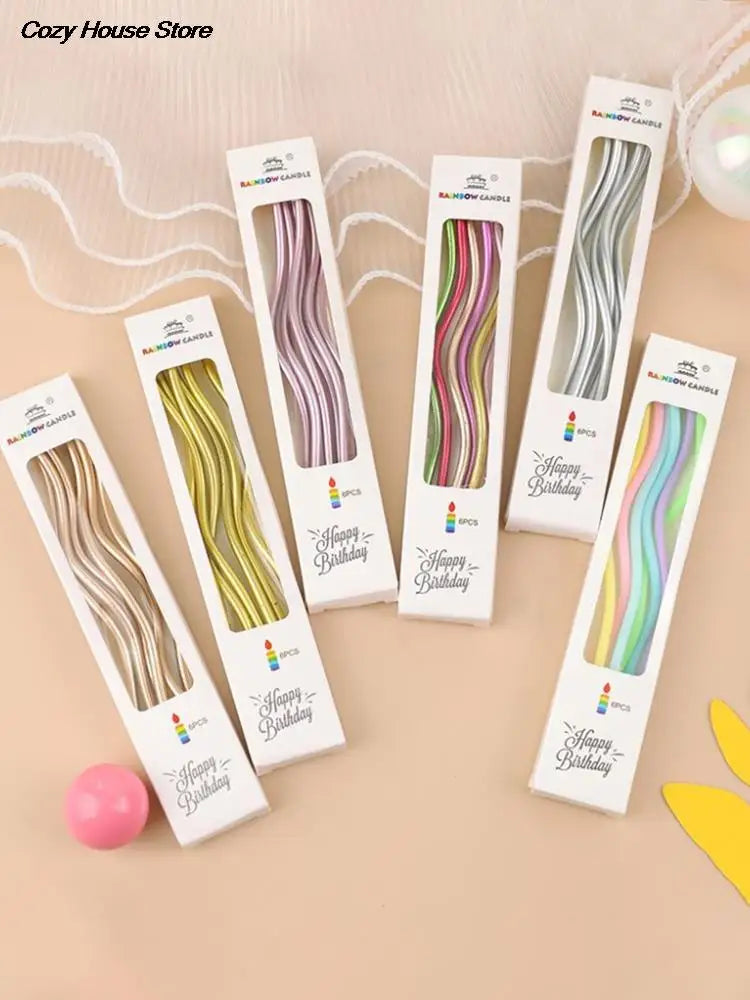 Bougies flexibles multicolores rayures modernes or vert rose violet adhésif festives enfants