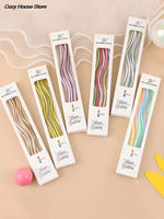 Bougies flexibles multicolores rayures modernes or vert rose violet adhésif festives enfants