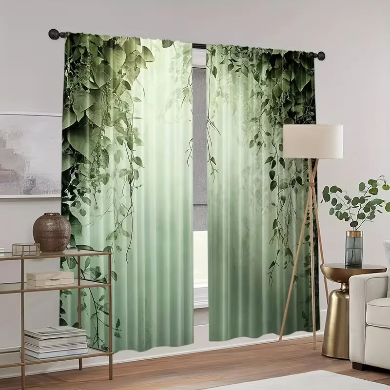 rideau vert feuilles moderne opacité 24x59 30x65 41x91 51x83 chambre salon