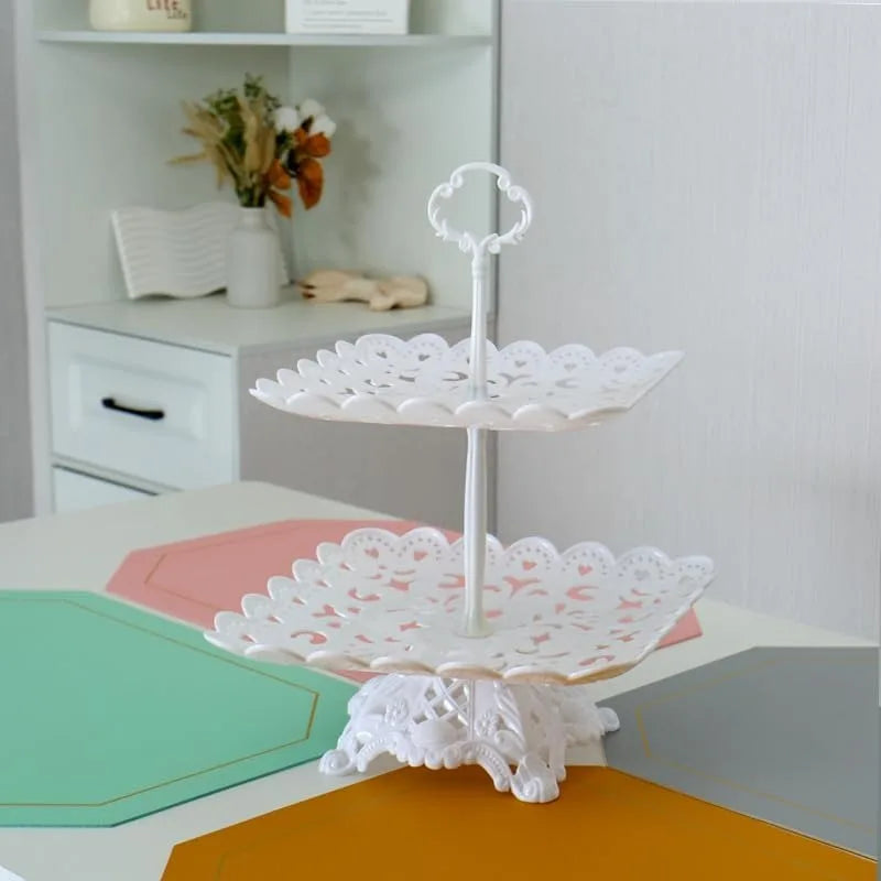 support desserts tour dentelle blanc classique macarons gâteaux fruits assiettes