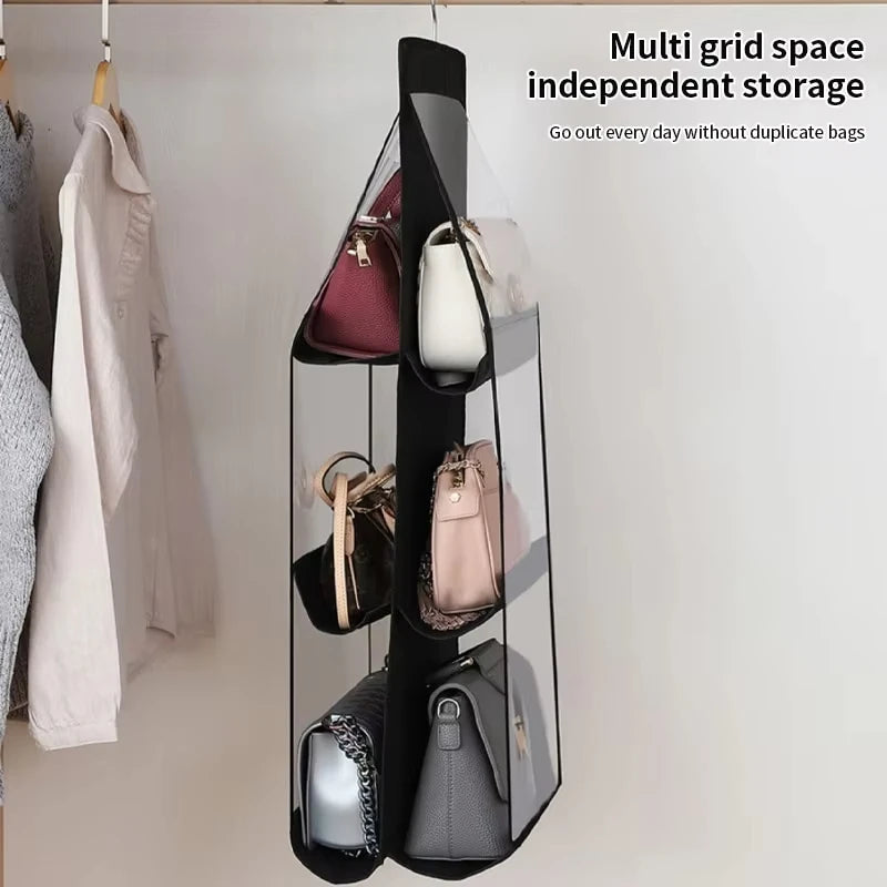 sac rangement noir transparent tissu oxford réutilisable crochet 360° classique durable multiple utilisation