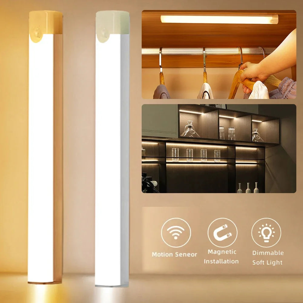 lampe led aimantée détecteur mouvement blanc moderne veilleuse cuisine chambre