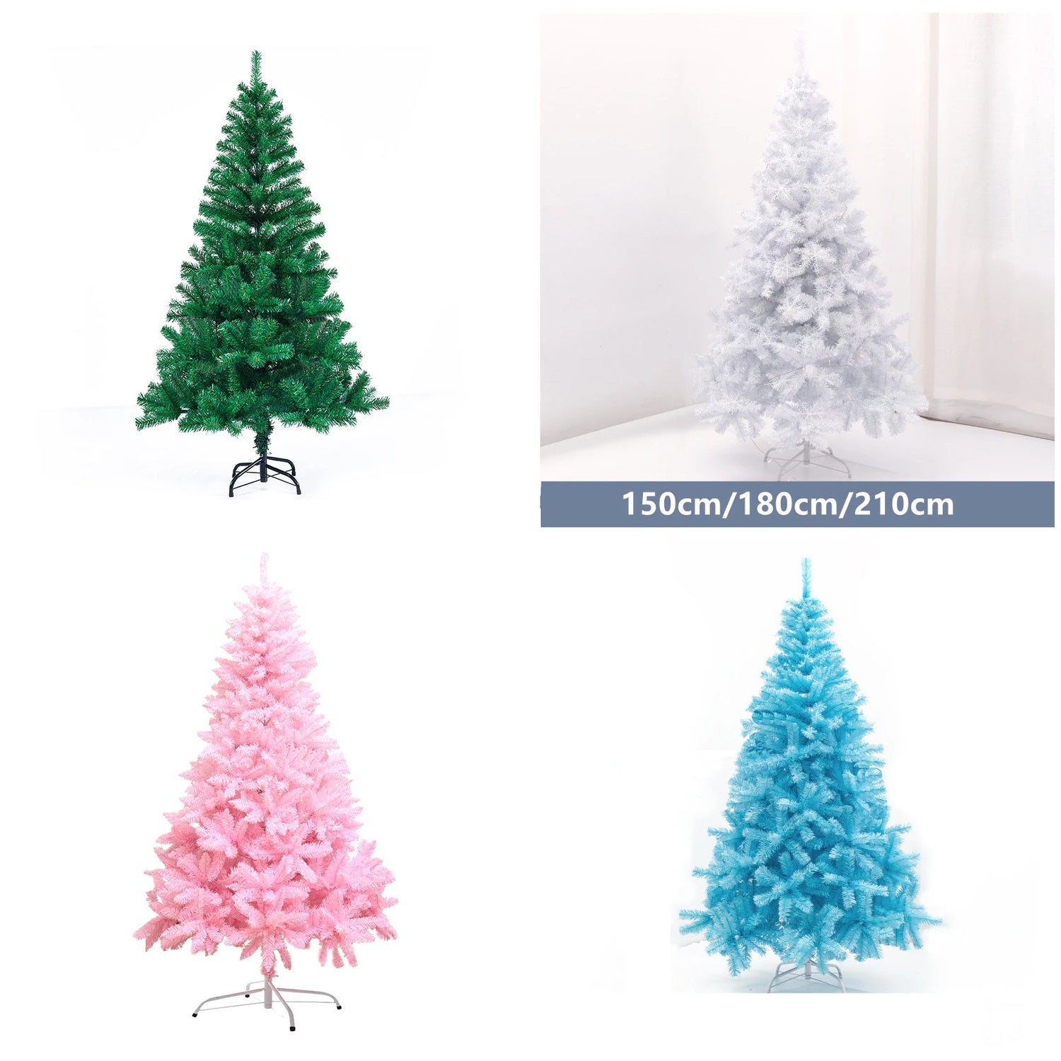 Sapin de Noël blanc artificiel de 210 cm avec décorations rouges et dorées