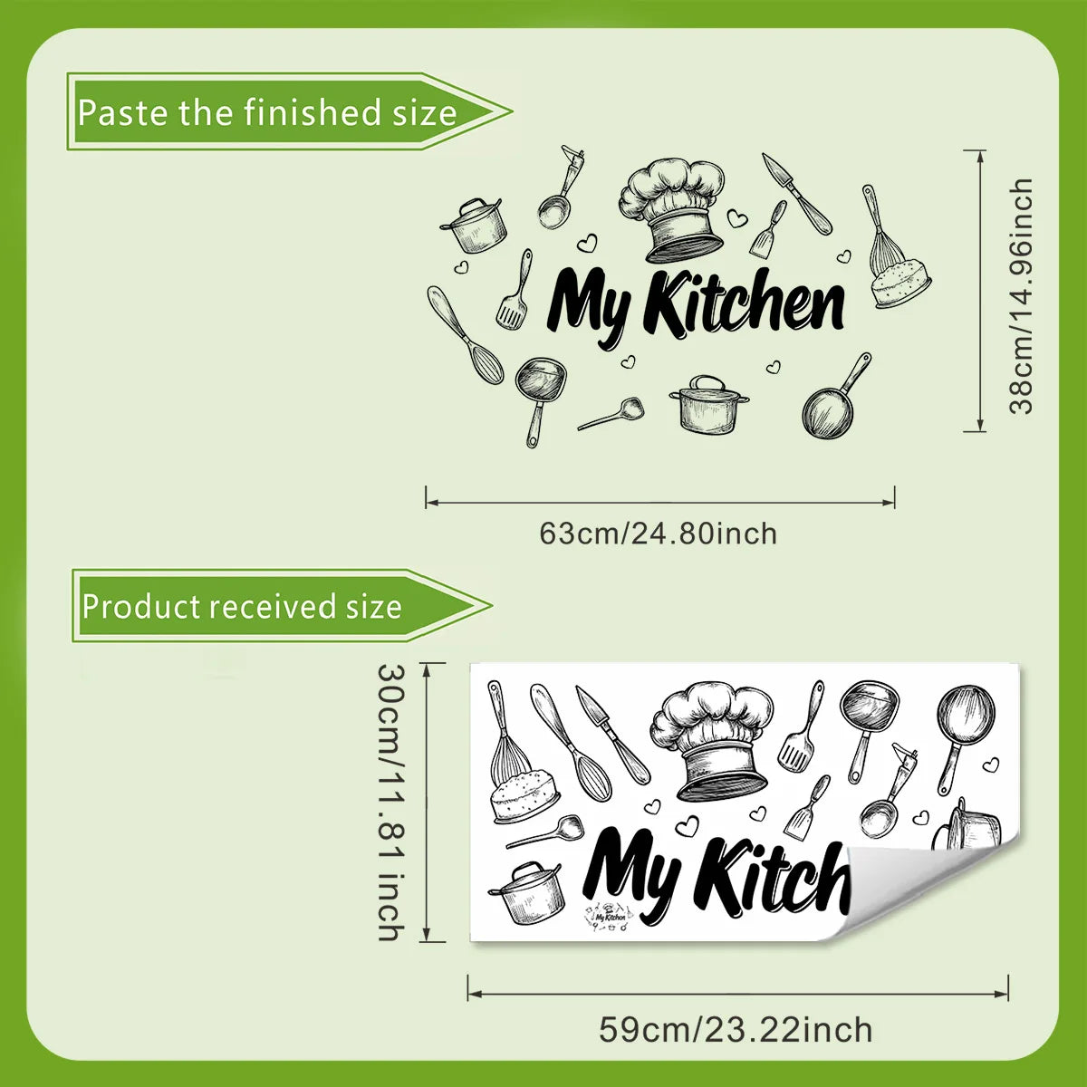 autocollant mural pvc noir ustensiles cuisine my kitchen dessin animé adhésif décoration maison