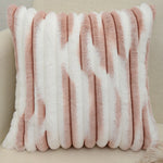 coussin carré rose clair rayé moderne hiver décoration salon canapé