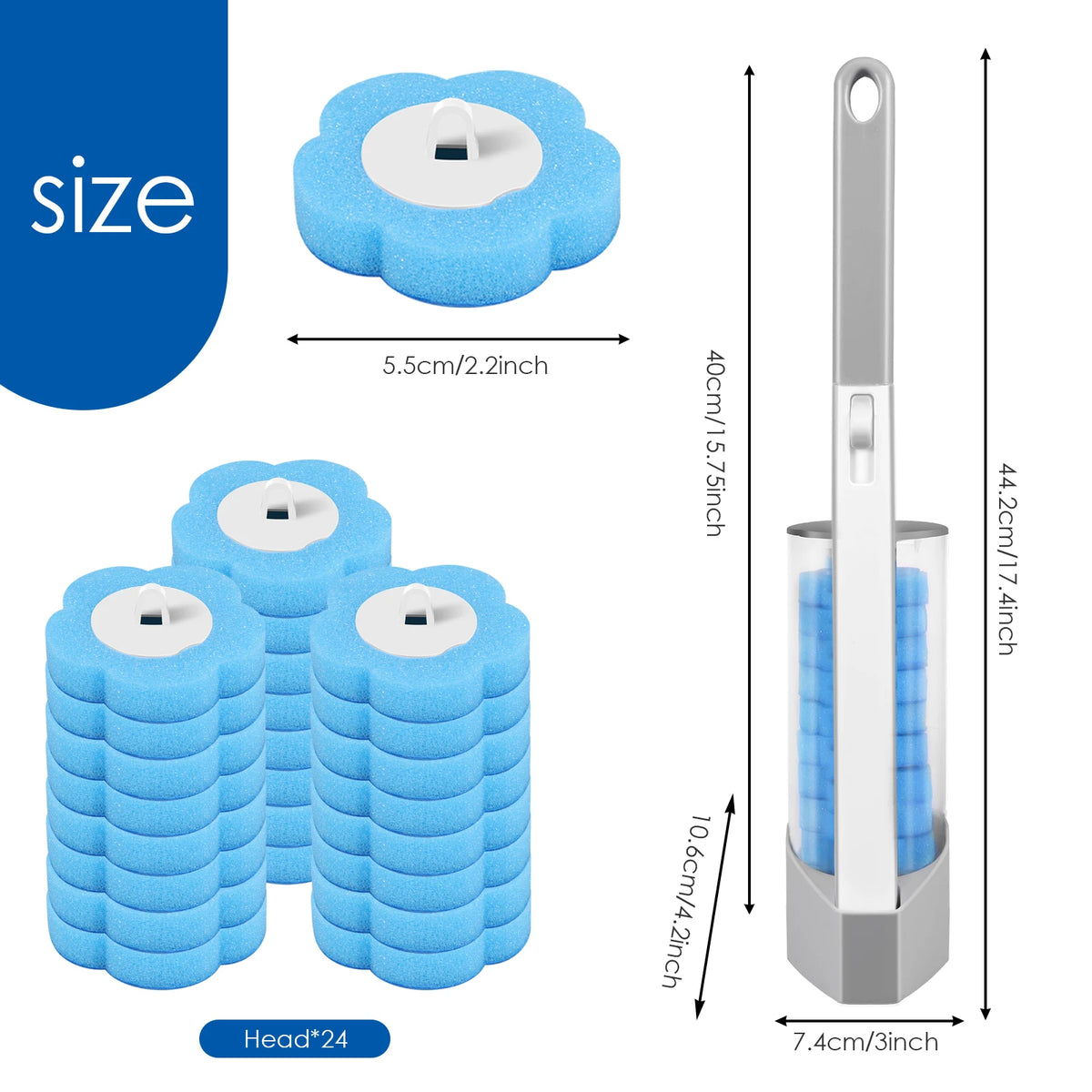 brosse toilette bleu blanc remplacement tête nettoyage mural moderne salle bain