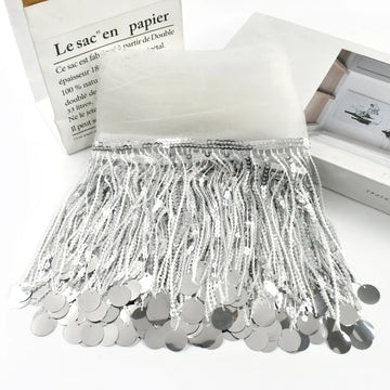 ruban franges sequins noir or argent champagne couture tissu élégant fêtes decoration