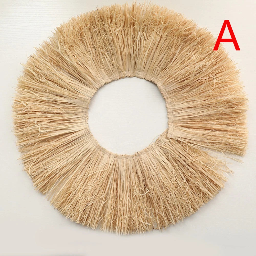 couronne paille rustique décoration murale naturelle fibre paille opaque 15 cm