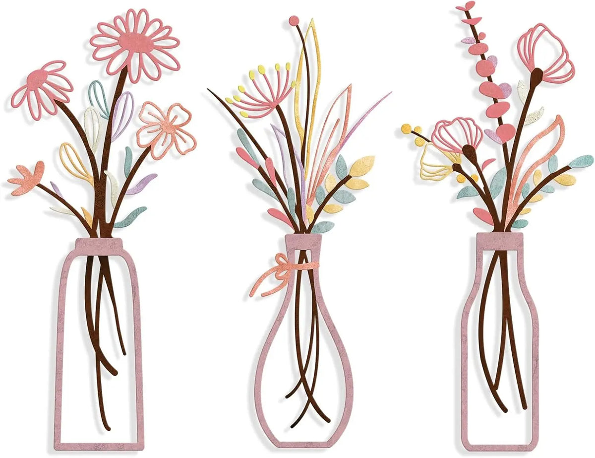 bouquet mural fleurs artificielles moderne minimaliste adhésif blanc beige marron