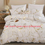Set literie marbre blanc avec taies d'oreiller