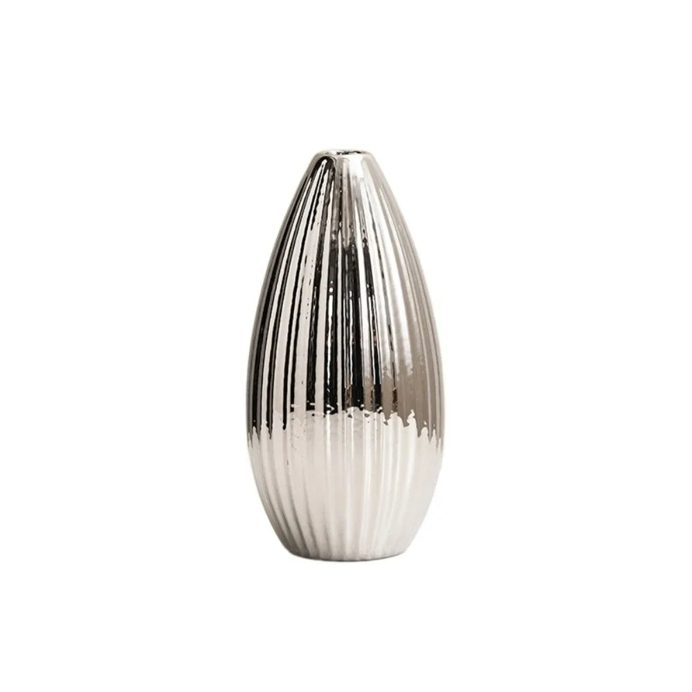 vase argenté doré moderne rayures verticales décoration table floral simple