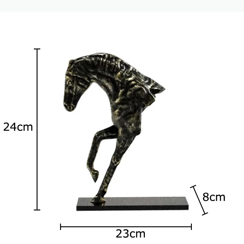 statuette cheval blanc bronze moderne décorative posée socle carré noir animal compagnie