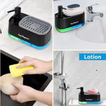 distributeur savon liquide double pompe noir vert bleu moderne éponge