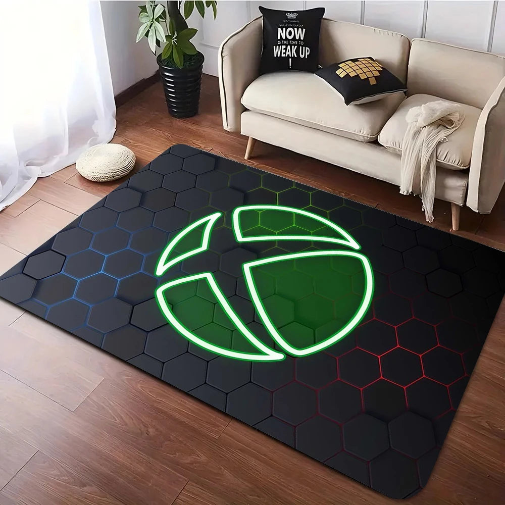 tapis jeu salon logo xbox motif hexagone moderne décoratif chambre salon grand