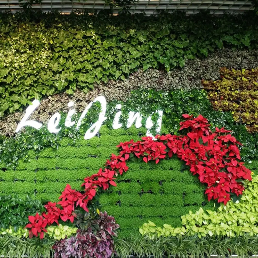 plantes artificielles murales modernes feuilles variées décoration extérieure branches naturelles