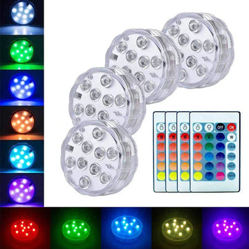 lampe led submersible transparente moderne 12 diodes rgb télécommande ip67 certifiée vde ul rohs