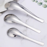 cuillères soupe cuillers inox argentées modernes 16cm 15cm 14cm lisses brillantes minimaliste