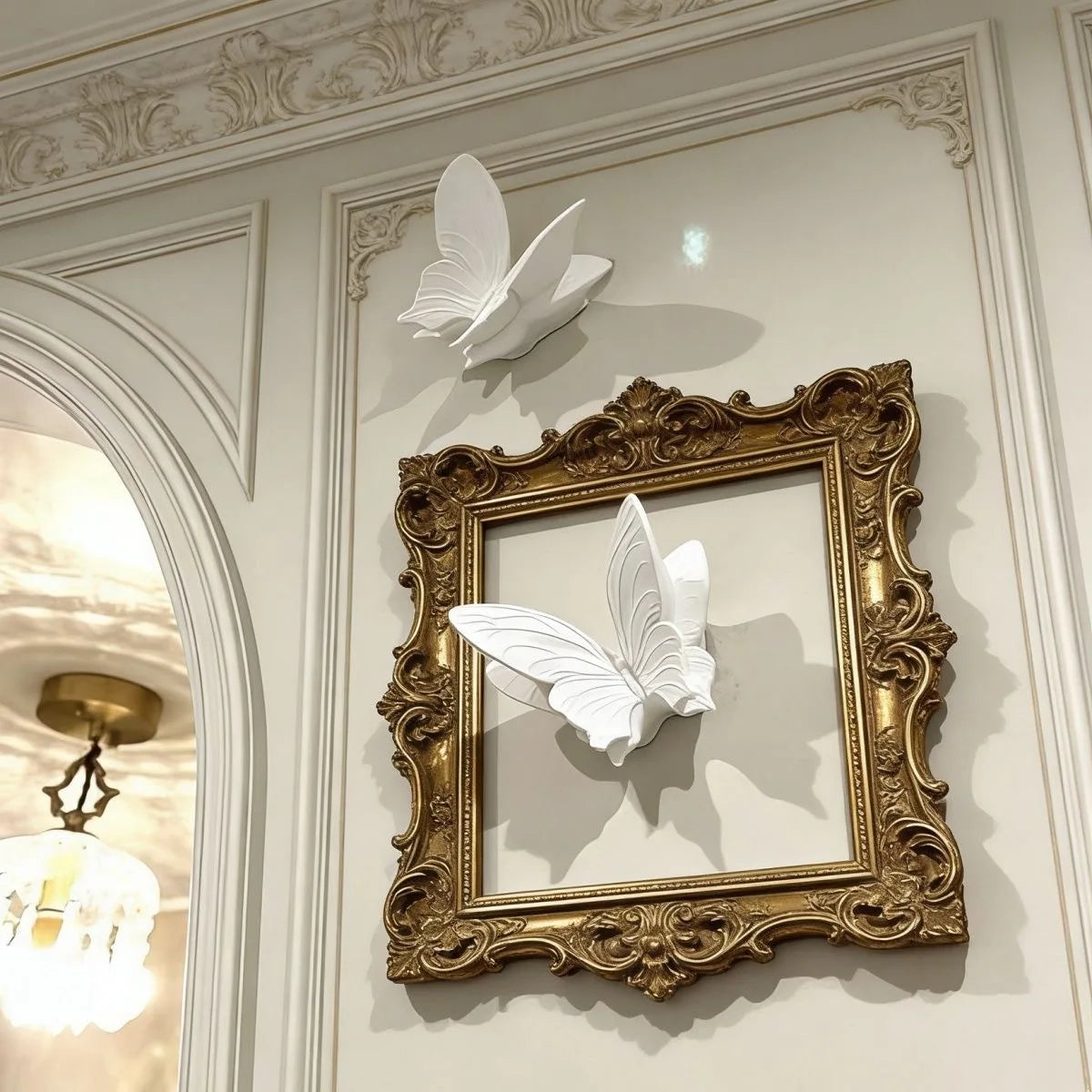 décoration murale papillon blanc relief 3d moderne adhésif plâtre minimaliste fixe maison