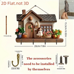 porte clés mural bois maison miniature couleurs vives plantes figurine kit
