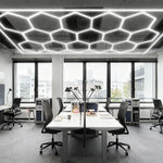 plafonnier led blanc moderne forme hexagonale nid d'abeille salon salle conférence