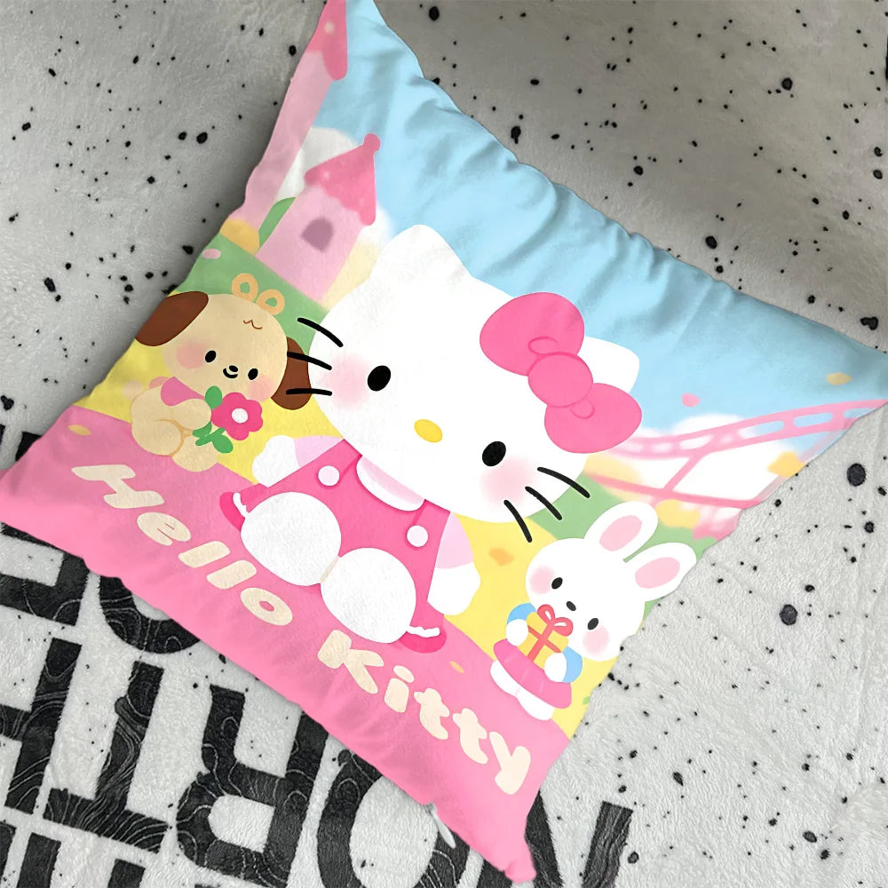 housse coussin carré hello kitty motif fleurs lapin ours coeurs chaussettes polyéstère decorative lit