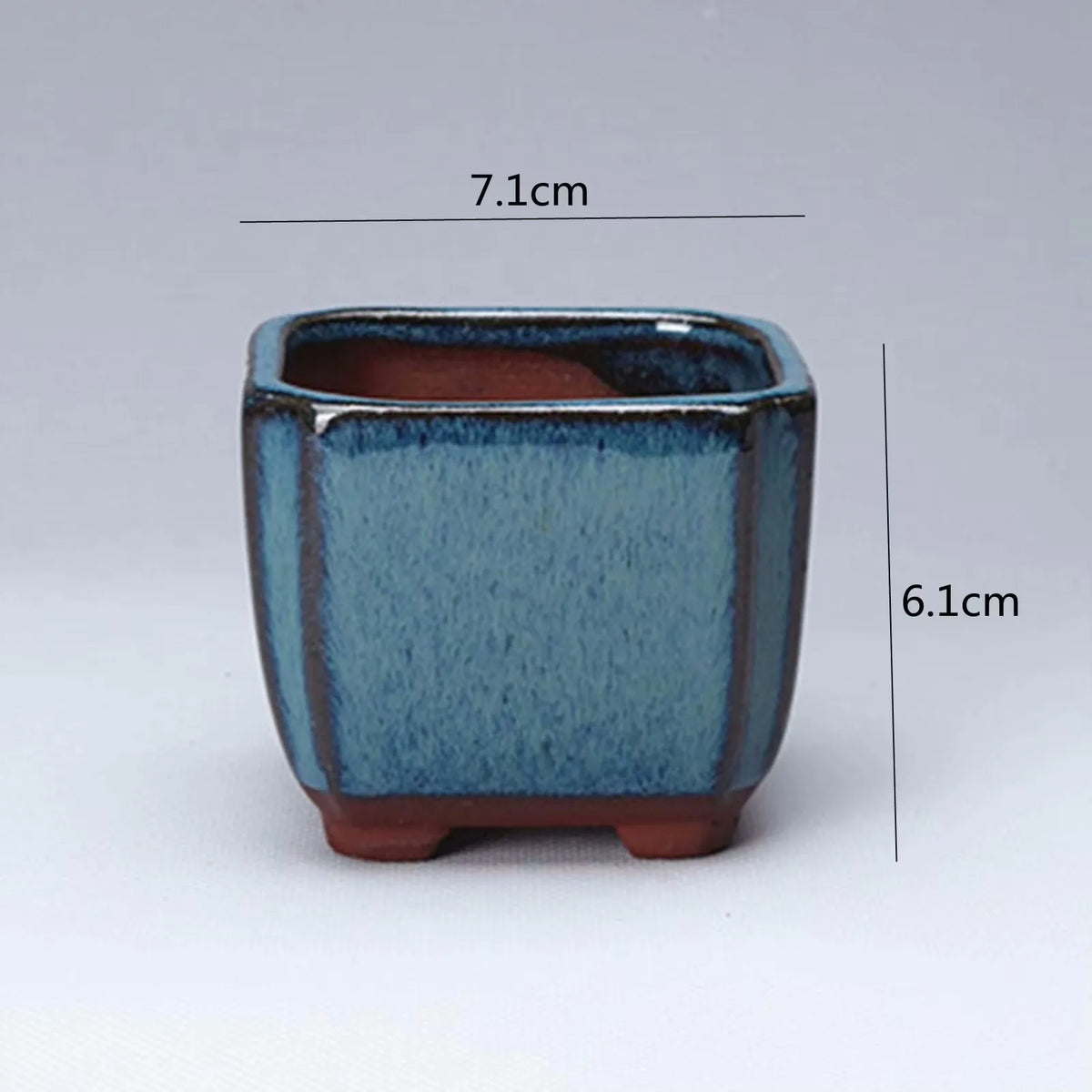 cache pot céramique effet craquelé moderne bleu rose brillant intérieur fleur decoration jardinière