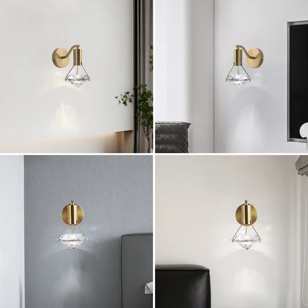 applique murale moderne or transparente éclairage cuisine salle manger led 90 260v flux lumineux
