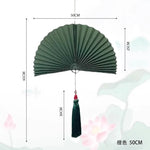 éventail pliant décoratif papier rouge bleu marine doré chinois traditionnel pompon cordelette