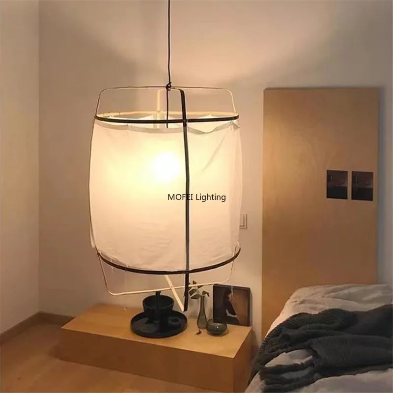 suspension lumineuse moderne blanc tissu fin opacité câble suspendu led 3000k 6000k