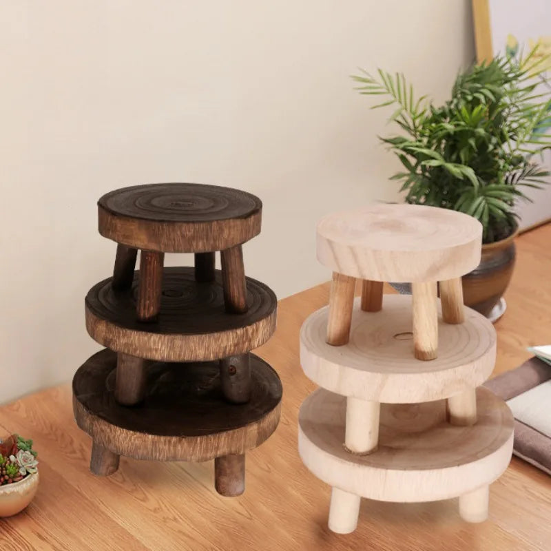 support plantes bois massif trois niveaux rustique minimaliste noir blancintérieur extérieur