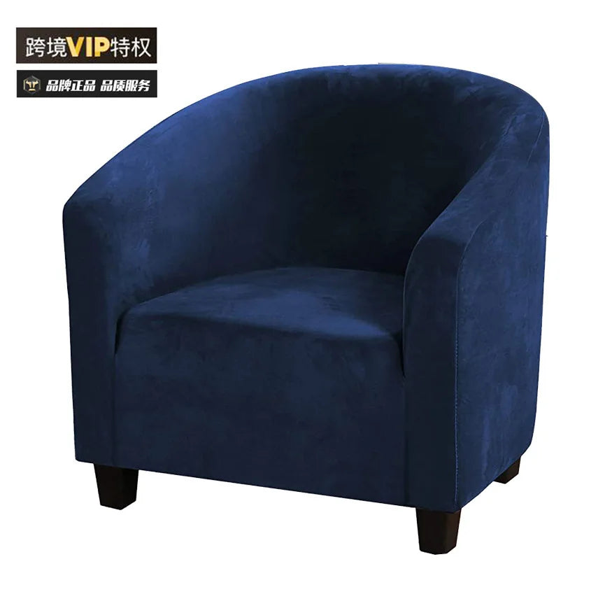 housse fauteuil velours bleu marine blanc moderne anti dérapante machine opaque
