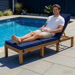 transat bleu marine moderne antidérapant mousse pu polyester uni opaque ruban fixationextérieur patio plage