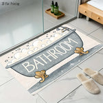 tapis bain antidérapant baignoire bulles vintage gris blanc illustration dorée moderne entrée couloir