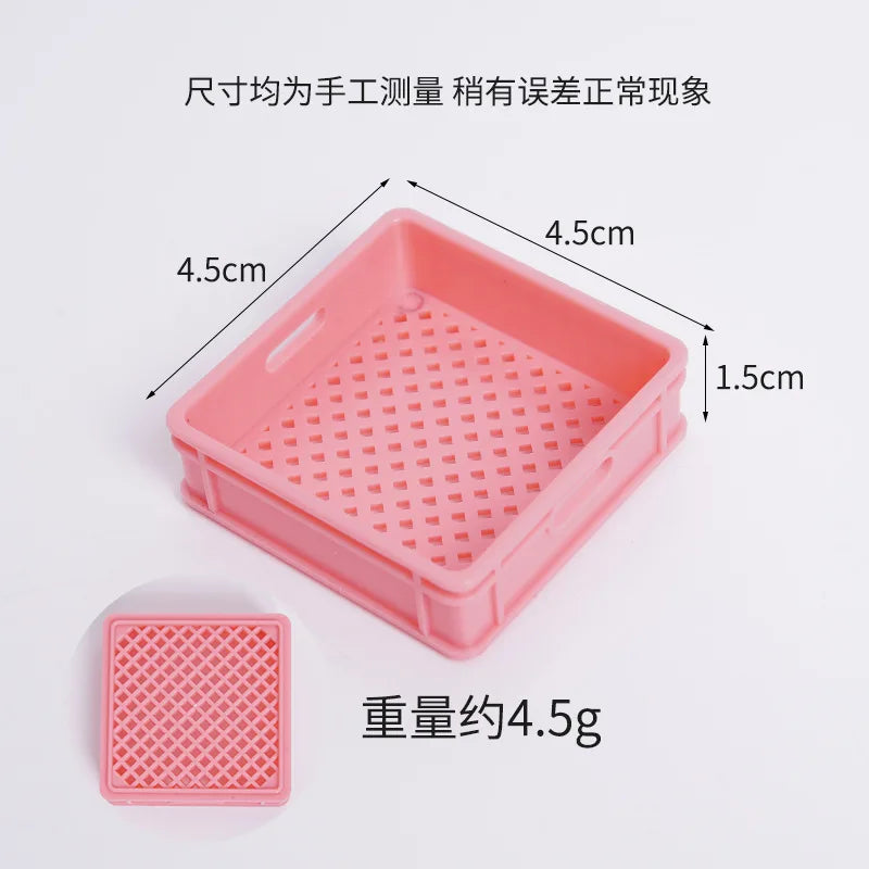 bac fruits moderne poignées couleurs bleu blanc jaune rose verte grille petits carrés